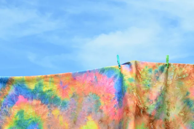Photo of heaven with multi-coloured fabric on a washing line