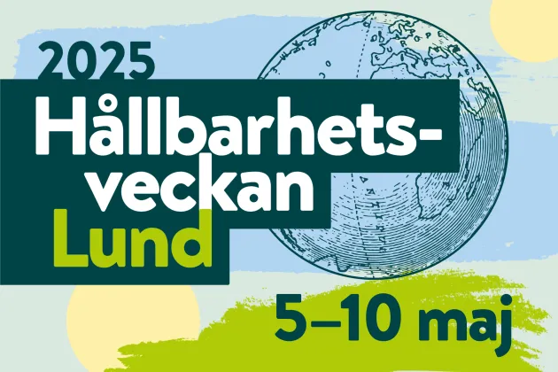 Illustration med texten Hållbarhetsveckan Lund 5-10 maj.