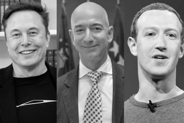 Elon Musk, Jeff Bezos och Mark Zuckerberg
